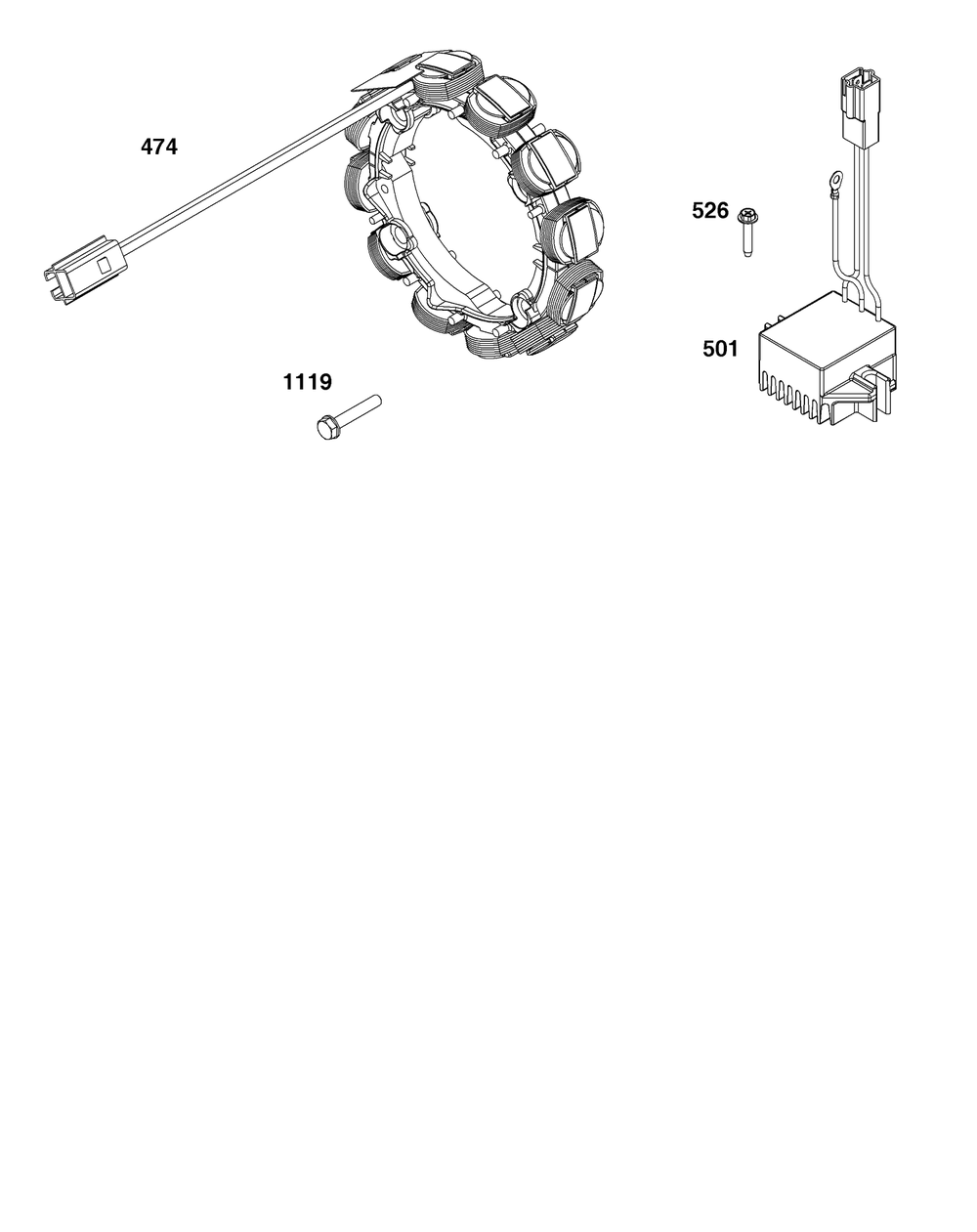 Alternator Group Diagram and Parts List for 12V367-0150-F1  Briggs and Stratton Engine